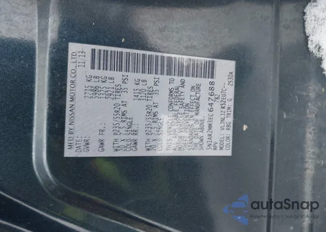 2014 Nissan Pathfinder Platinum from USA, damaged, VIN 5N1AR2MM3EC647688